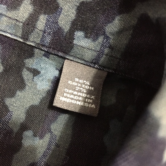 NEW Michael Bastian Blue Camo Button Front Trim Fit Mens Size XL - Picture 4 of 9